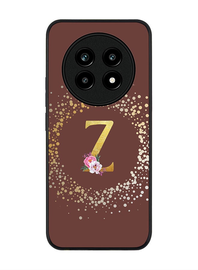 For Realme 13 Pro / 13 Pro+ Case,Slim fit Camera Protection, Shockproof Thin Phone cover  - Custom Monogram Floral - Z  (Brown )